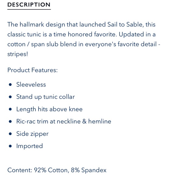 Sail to Sable Sleeveless Classic Tunic Dress with Ric-Rac Size Small - Picture 10 of 11